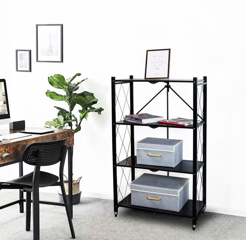 Fine Living Foldable stroage rack-Black Metal 4 La