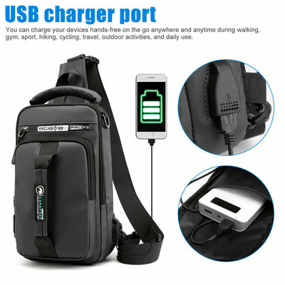 USB Charging Compact Bag - Dark Grey