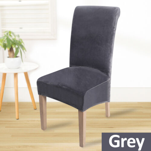Velvet Dining Chair Cover - Light Grey